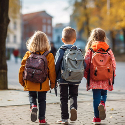 group-three-happy-children-walking-down-sidewalk-with-backpacks-easily-findable-stock-image-with